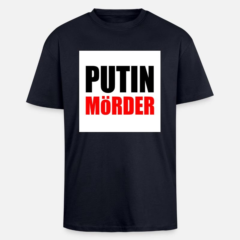 Putin mörder - T-shirt unisexe oversize épais - bleu marine