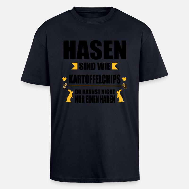 Hasen sind wie Chips - Oversized Heavyweight Unisex T-Shirt - French Navy
