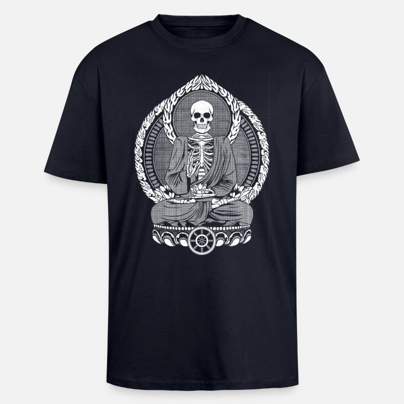 Skeletton Buddha White - T-shirt unisexe oversize épais - bleu marine