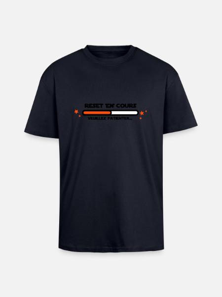 RESET en cours - T-shirt unisexe oversize épais - bleu marine