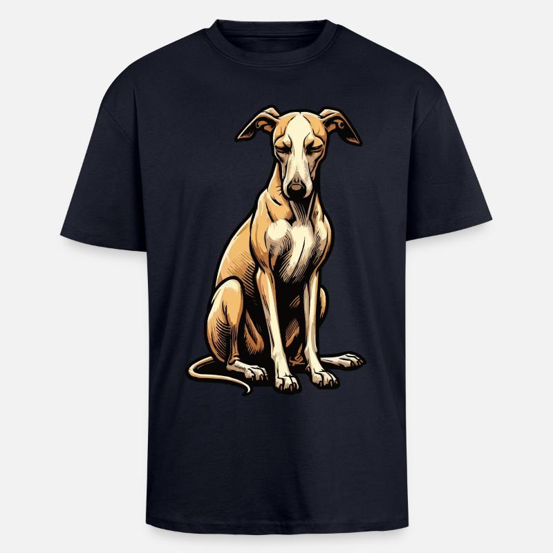Whippet Greyhound Whippets Propriétaire de lévrier - T-shirt unisexe oversize épais - bleu marine