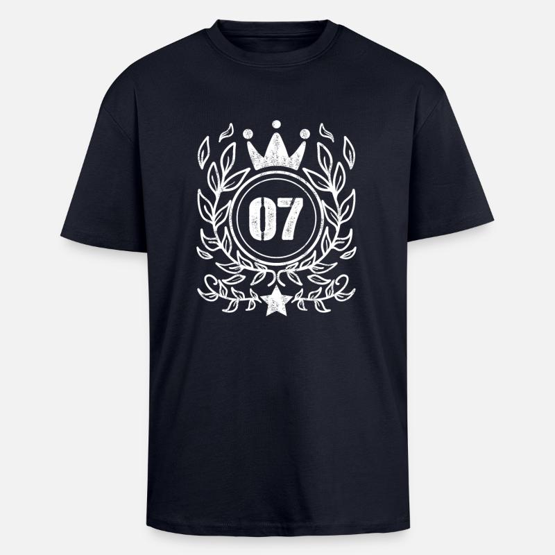 Couronne à 7 numéros - T-shirt unisexe oversize épais - bleu marine
