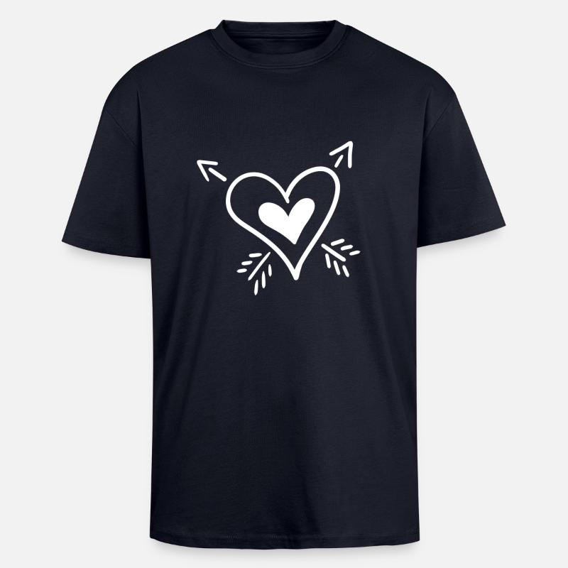 Herz Pfeil - Oversized Heavyweight Unisex T-Shirt - French Navy