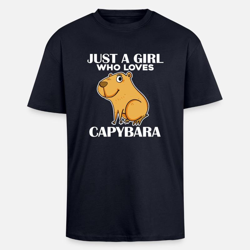 Capybara Mädchen Spruch - Oversized Heavyweight Unisex T-Shirt - French Navy