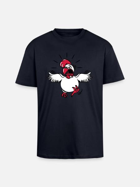 Aggressive funny chicken - Unisex Oversized Heavyweight T-shirt - french navy
