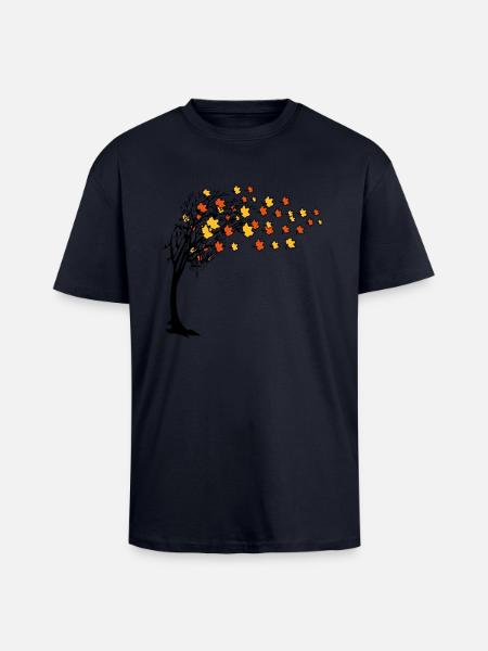 Autumn tree leaves - Unisex Oversized Heavyweight T-shirt - french navy