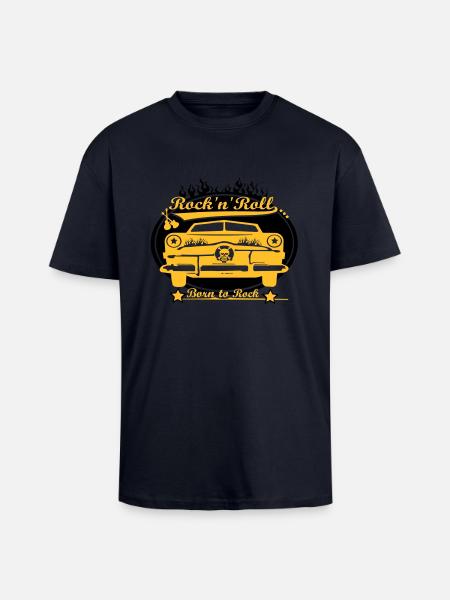 Born to Rock - Oversized Heavyweight Unisex T-Shirt - French Navy