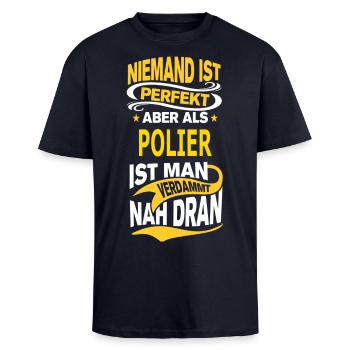 POLIER - Oversized Heavyweight Unisex T-Shirt - French Navy - Vorne - Alina (178cm) & Michal (187cm)