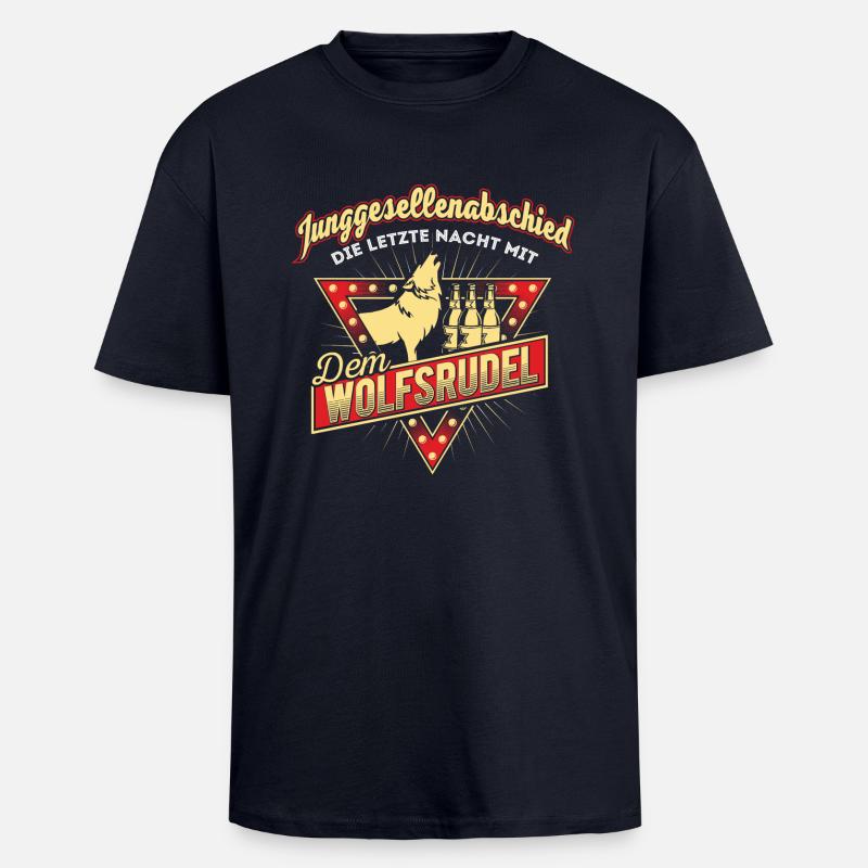 Junggesellenabschied Wolf JGA - Oversized Heavyweight Unisex T-Shirt - French Navy