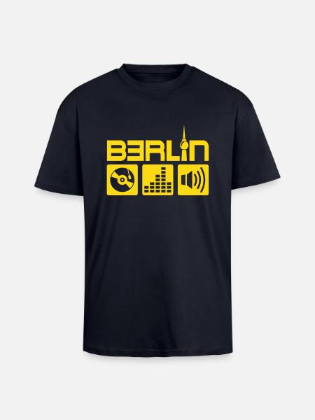 Berlin Musik - Oversized Heavyweight Unisex T-Shirt - French Navy