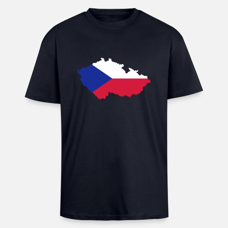République tchèque - T-shirt unisexe oversize épais - bleu marine