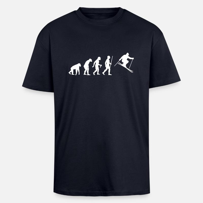 Ski Evolution - Oversized Heavyweight Unisex T-Shirt - French Navy