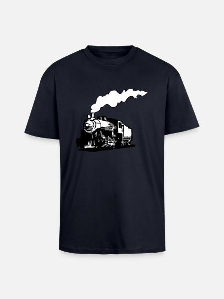 dampflok railroad locomotive romance - Unisex Oversized Heavyweight T-shirt - french navy