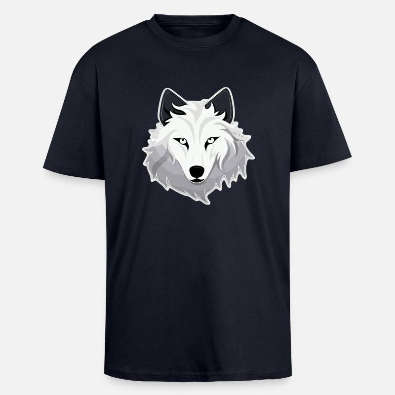 Wolf - Illustration - Oversized Heavyweight Unisex T-Shirt - French Navy