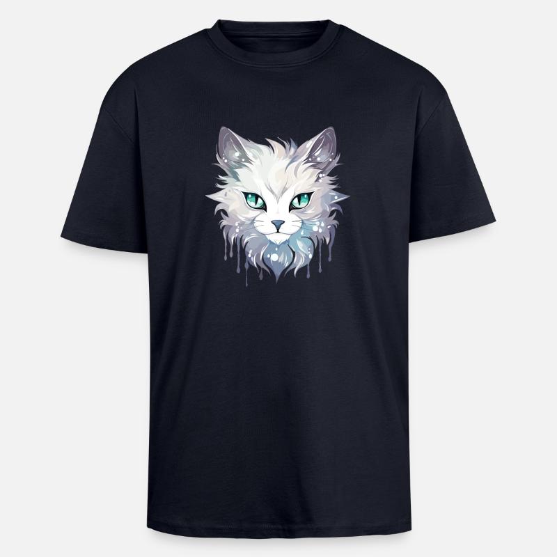 Chat - illustration - T-shirt unisexe oversize épais - bleu marine
