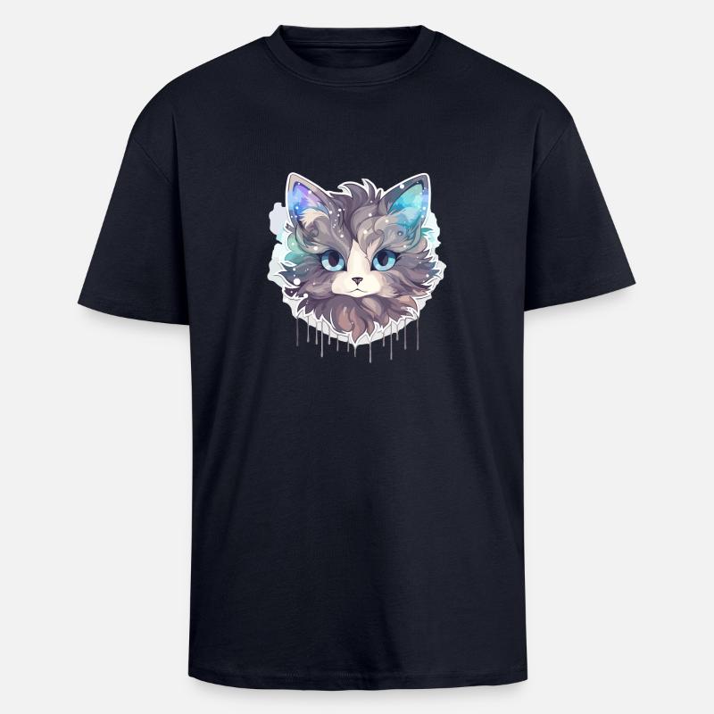 Chat - illustration - T-shirt unisexe oversize épais - bleu marine