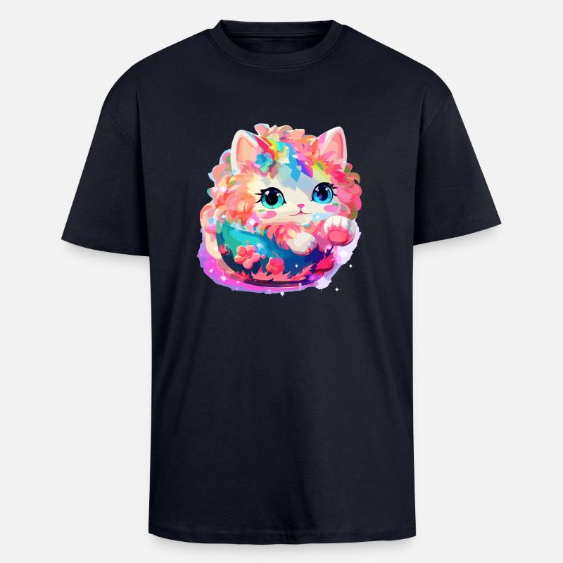 Chat - illustration - T-shirt unisexe oversize épais - bleu marine