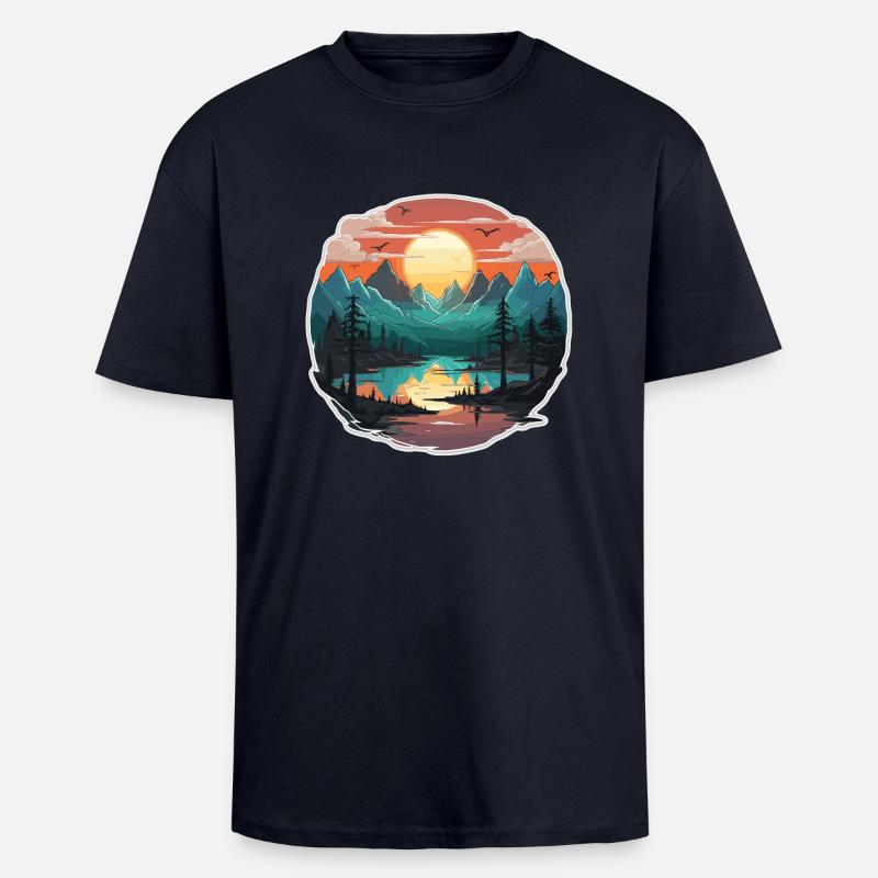 Landscape - Illustration - Unisex Oversized Heavyweight T-shirt - french navy