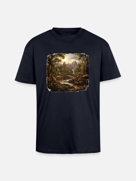 Landschaft - Illustration - Oversized Heavyweight Unisex T-Shirt - French Navy