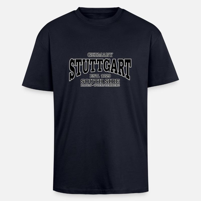 Stuttgart (black) - Oversized Heavyweight Unisex T-Shirt - French Navy