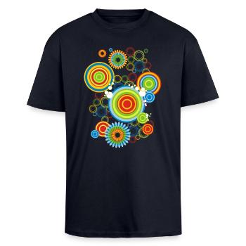 Disco 73 - Oversized Heavyweight Unisex T-Shirt - French Navy - Vorne - Alina (178cm) & Michal (187cm)