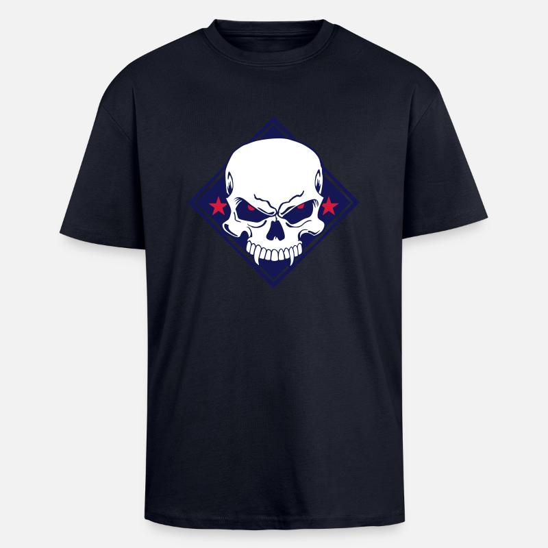 Evil Skull - Oversized Heavyweight Unisex T-Shirt - French Navy