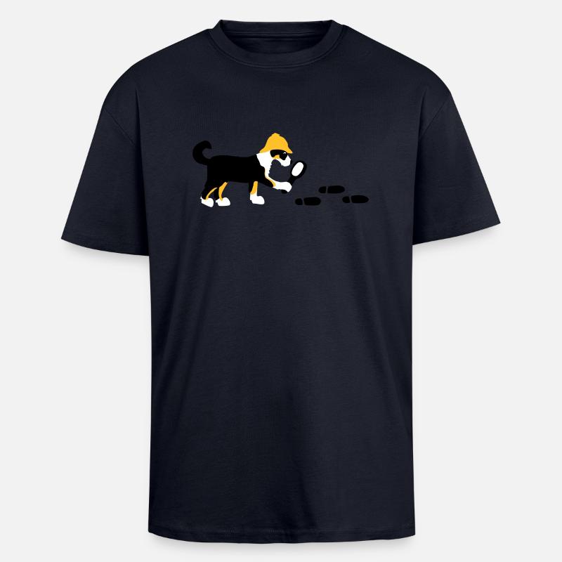 Search-and-rescue dog - Gruby T-shirt unisex oversize - granatowy