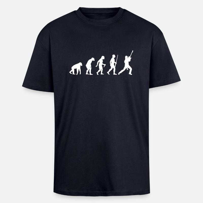 Évolution de l'électroguitare - T-shirt unisexe oversize épais - bleu marine