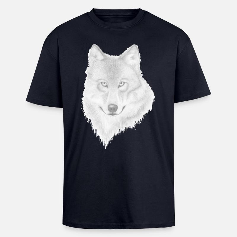 Wolf - Oversized Heavyweight Unisex T-Shirt - French Navy