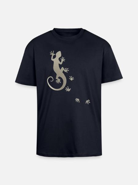 running gecko silver - Unisex Oversized Heavyweight T-shirt - french navy