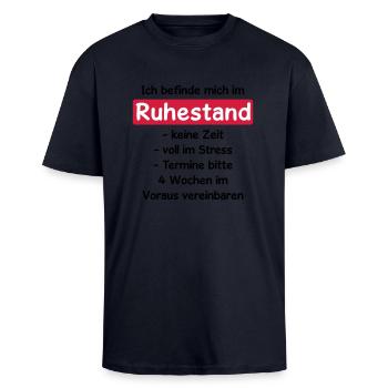 T-shirt "Je suis à la retraite," pension, - T-shirt unisexe oversize épais - bleu marine - Devant - Alina (178cm) & Michal (187cm)
