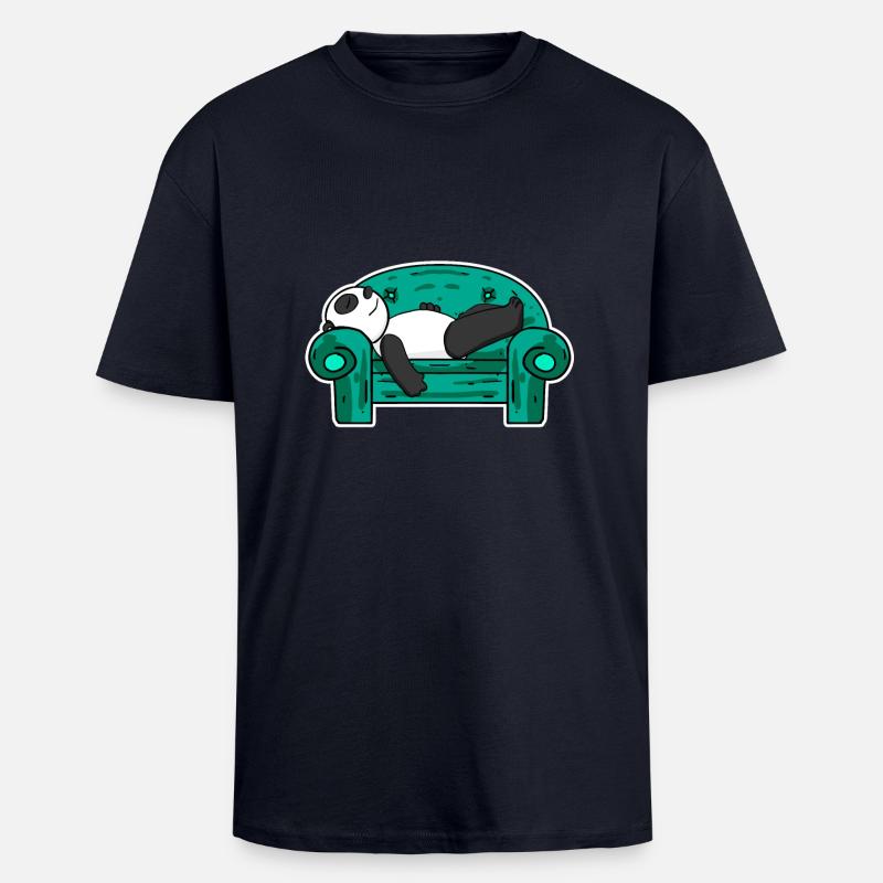 Panda - Oversized Heavyweight Unisex T-Shirt - French Navy