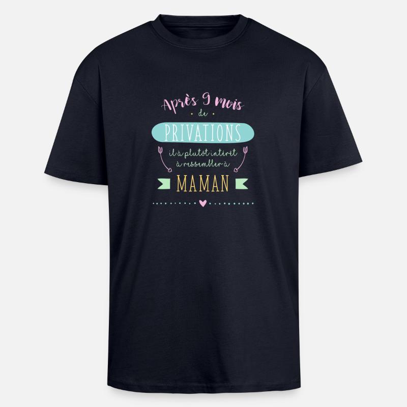 9 mois de PRIVATIONS - T-shirt unisexe oversize épais - bleu marine