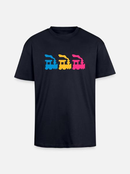 Trains - Oversized Heavyweight Unisex T-Shirt - French Navy