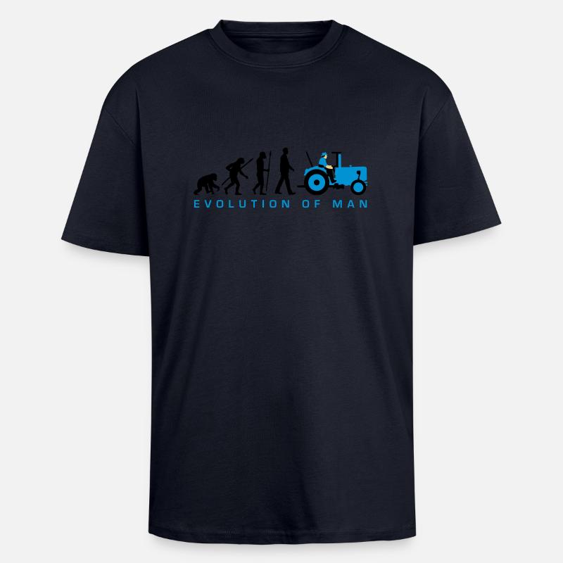 evolution_des_mannes_bauer_mit_trecker_c - Oversized Heavyweight Unisex T-Shirt - French Navy