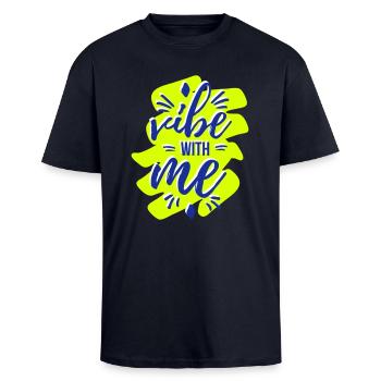 Vibe with me - Oversized Heavyweight Unisex T-Shirt - French Navy - Vorne - Alina (178cm) & Michal (187cm)