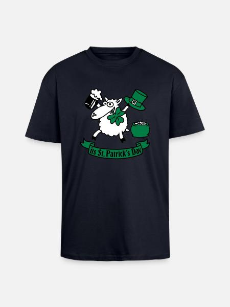 st_pattricks_sheep_b - T-shirt unisexe oversize épais - bleu marine