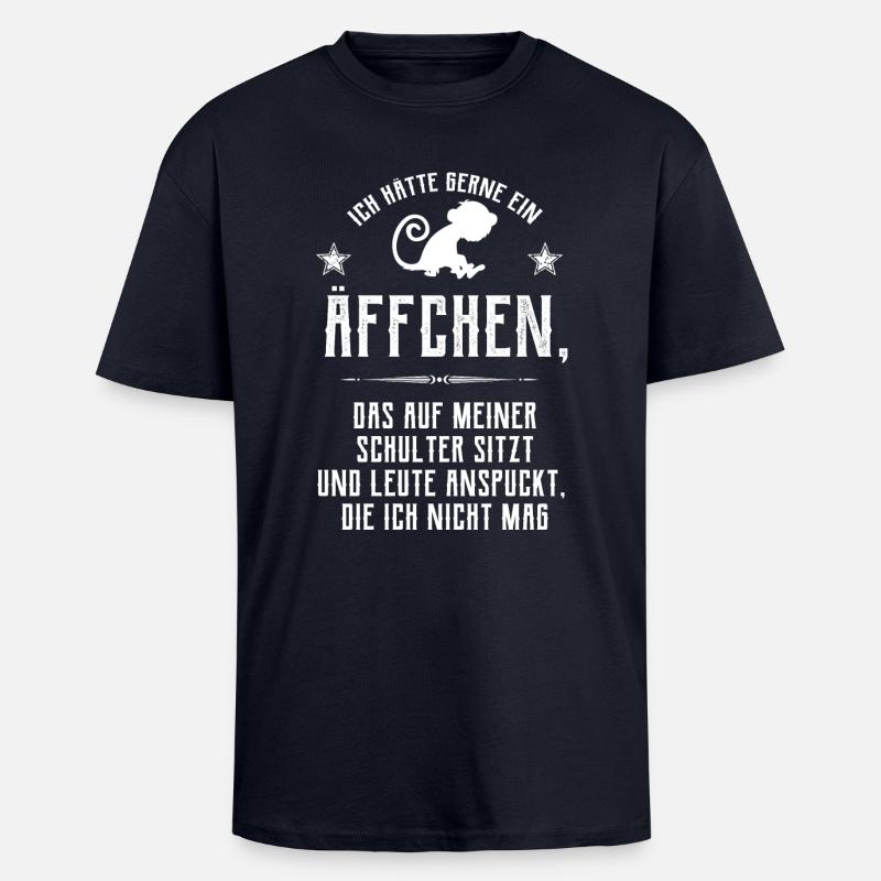 Äffchen auf Schulter - Oversized Heavyweight Unisex T-Shirt - French Navy