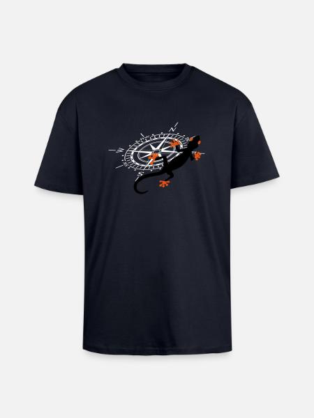 Gecko - Oversized Heavyweight Unisex T-Shirt - French Navy
