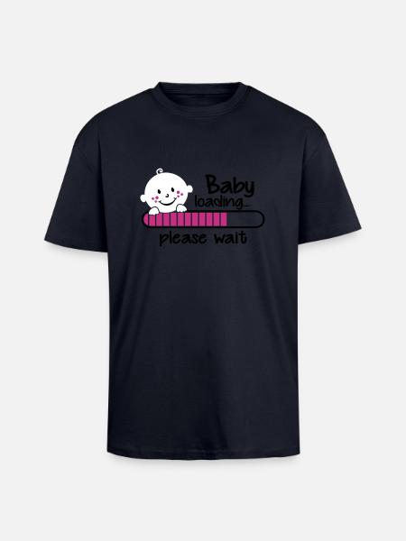 Baby loading.... please wait - T-shirt unisexe oversize épais - bleu marine