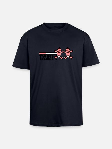 Twins Loading - Oversized Heavyweight Unisex T-Shirt - French Navy