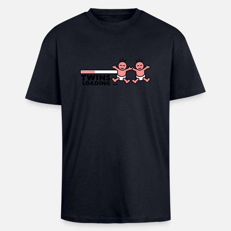 Twins Loading - Oversized Heavyweight Unisex T-Shirt - French Navy