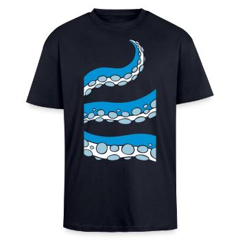 Squid tentacle - Unisex Oversized Heavyweight T-shirt - french navy - Front - Alina (178cm) & Michal (187cm)