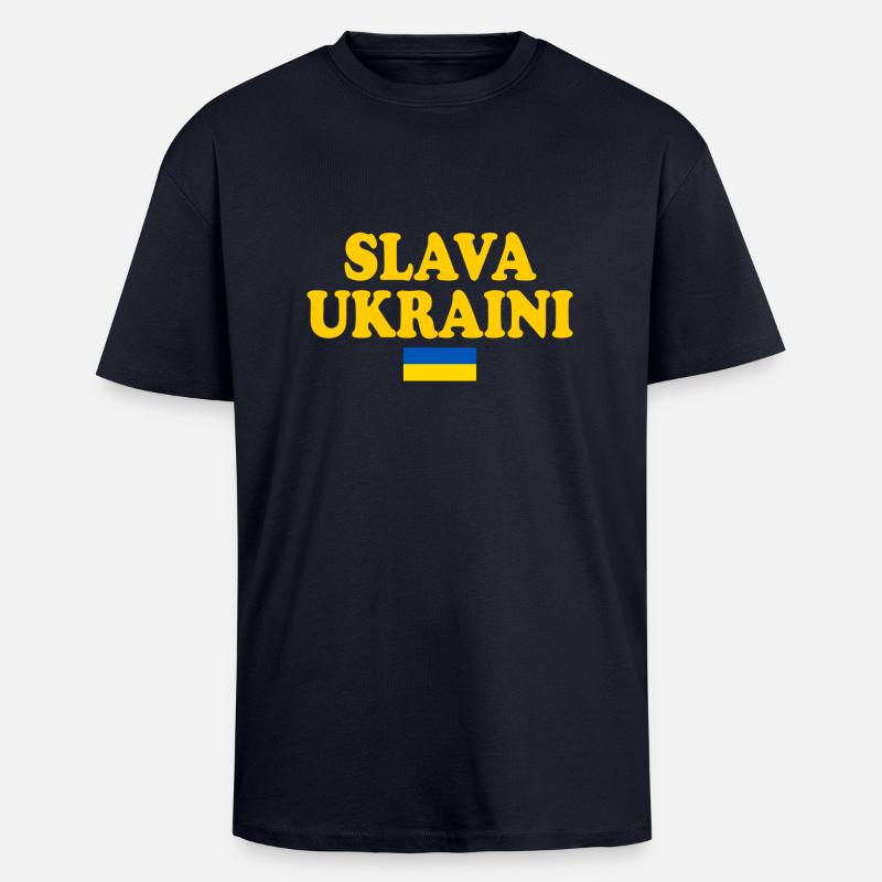 Ukraine - Oversized Heavyweight Unisex T-Shirt - French Navy