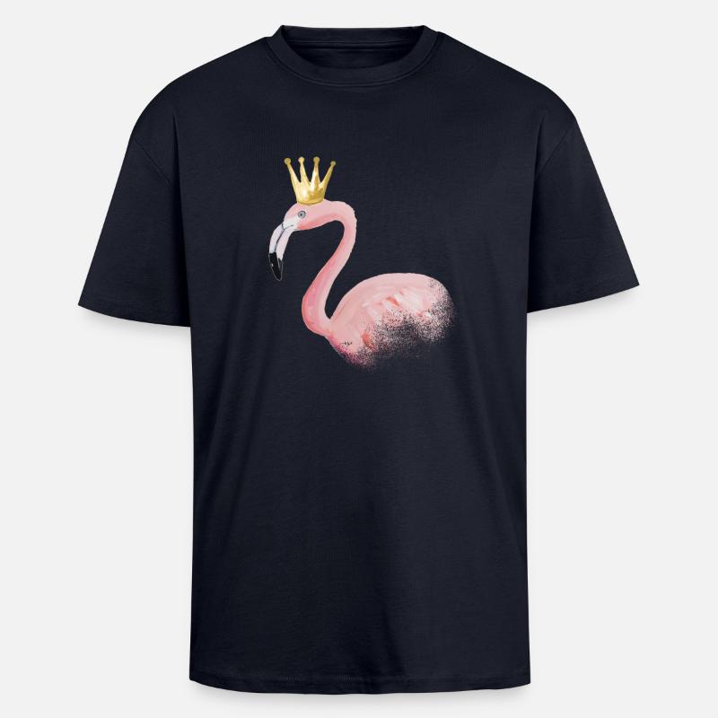 flamingo mit Krone - Oversized Heavyweight Unisex T-Shirt - French Navy