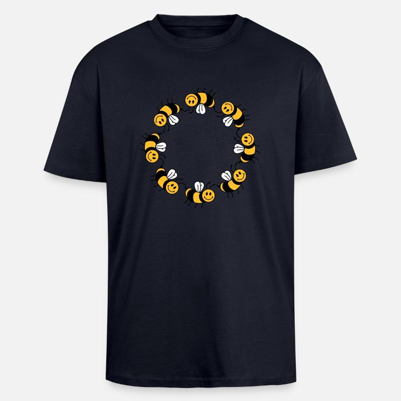 Funny bee circle pattern - Unisex Oversized Heavyweight T-shirt - french navy