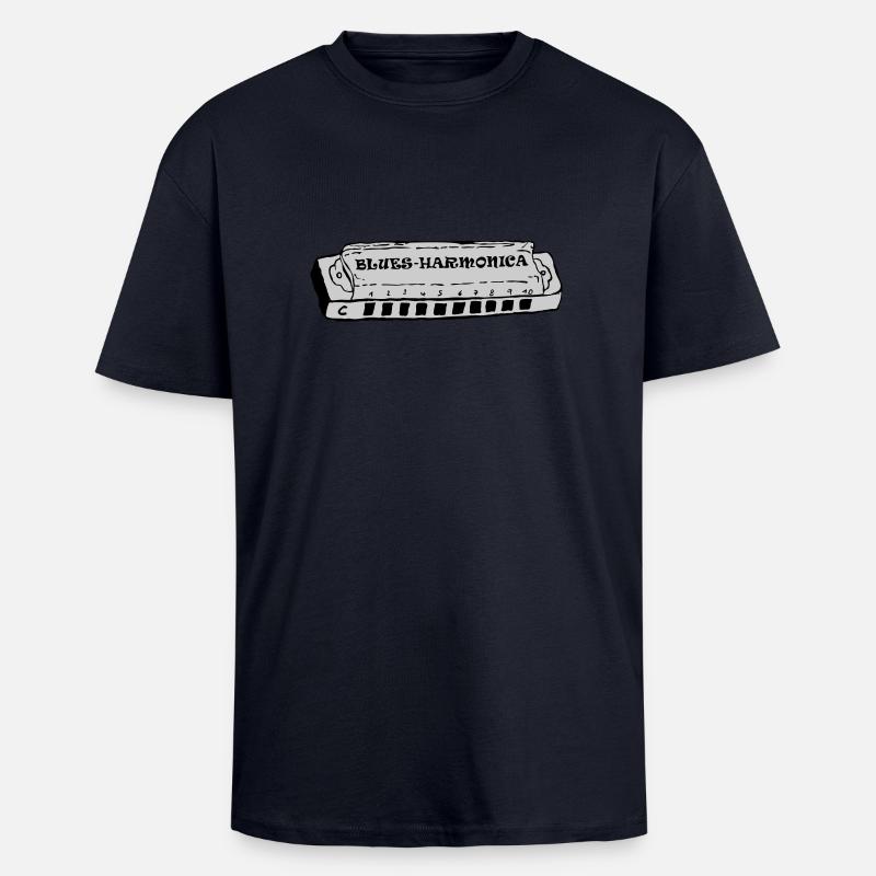 bluesharmonica - Oversized Heavyweight Unisex T-Shirt - French Navy