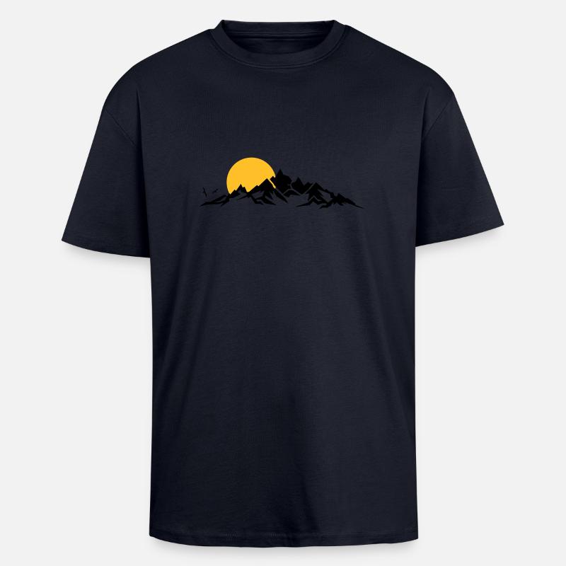Landschaft - Berge Sonne - Oversized Heavyweight Unisex T-Shirt - French Navy
