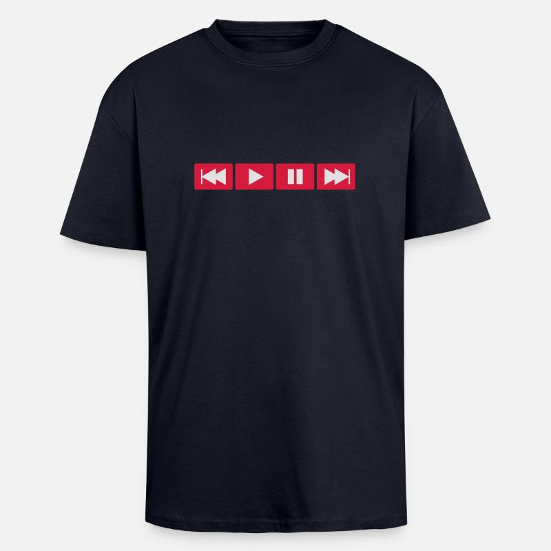Play Button - Oversized Heavyweight Unisex T-Shirt - French Navy