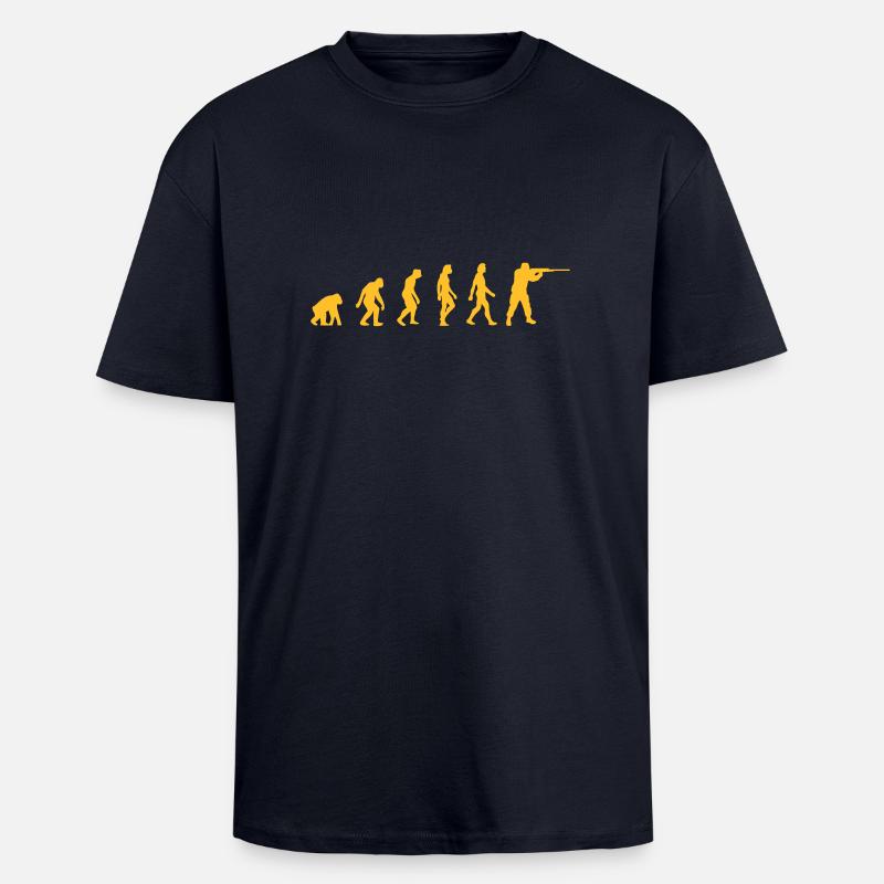 L'évolution des chasseurs - T-shirt unisexe oversize épais - bleu marine